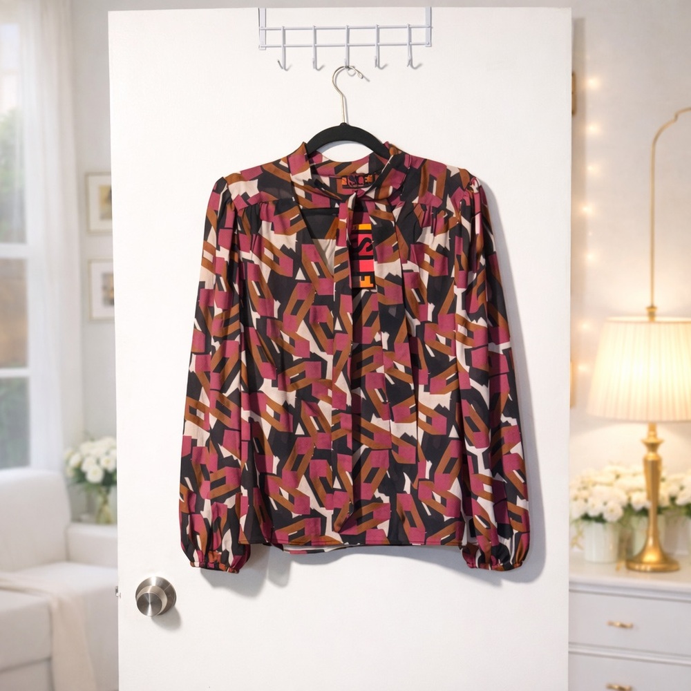 🏷️ Meliz Kogan Isle Fall Color Statement Blouse Size M